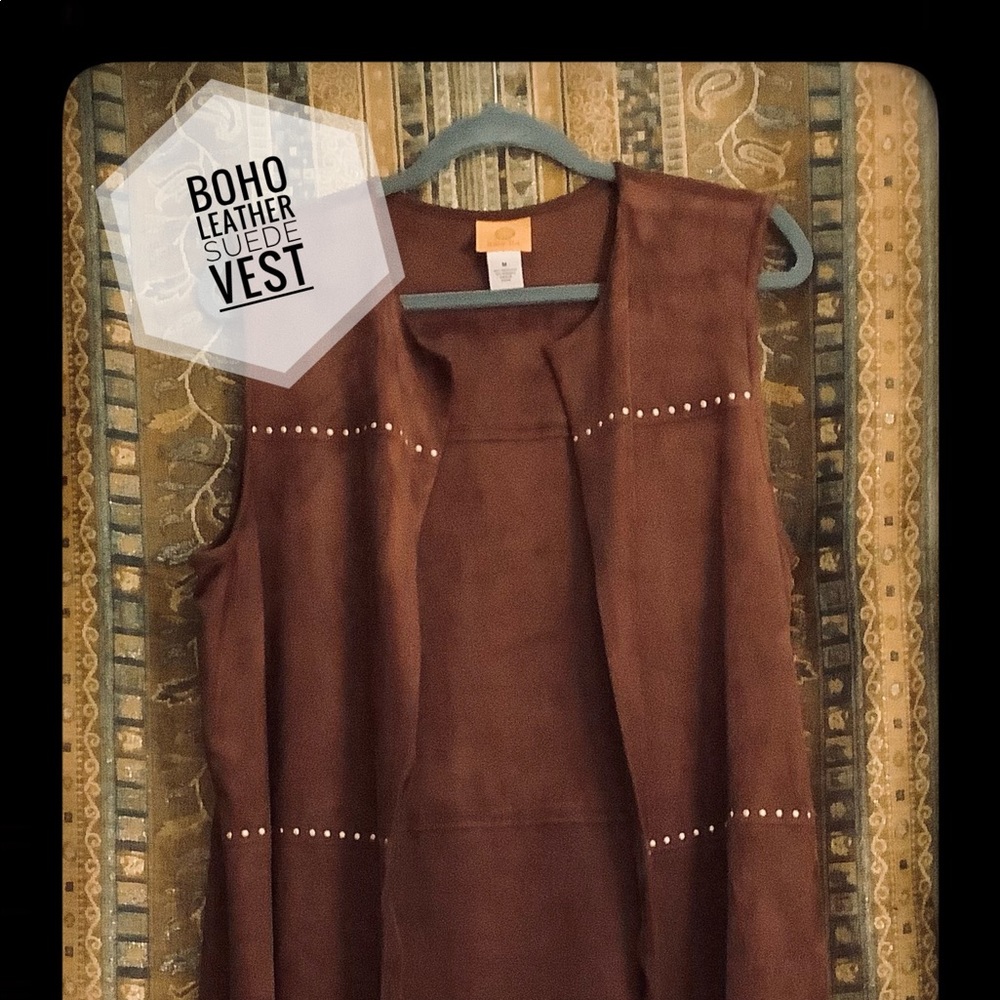 Boho Faux suede vest with fringe.